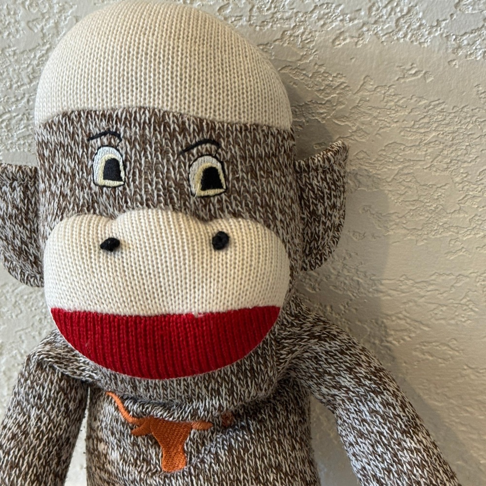Sock Monkey Plush Brown White Orange UT Longhorns Stuffed Animal‎ Toy